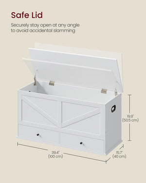 Farmhouse Storage Bench with 2 Fabric Drawers