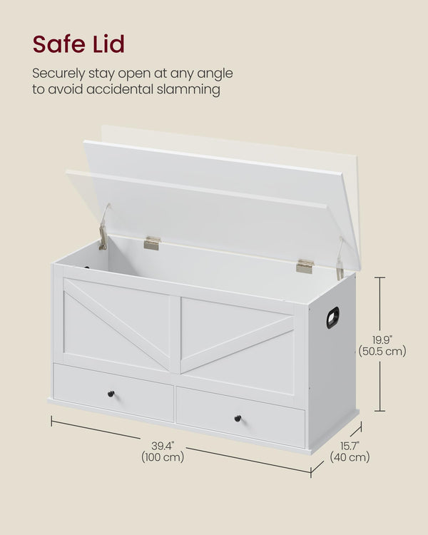 Farmhouse Storage Bench with 2 Fabric Drawers