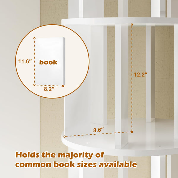 Rotating Bookshelf Tower with Wheels