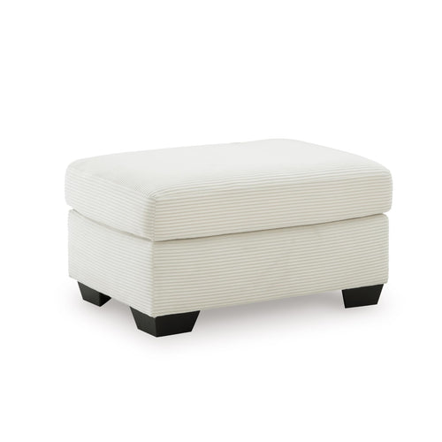 Contemporary Rectangular Upholstered Ottoman – White