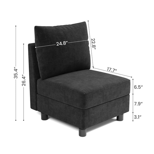 Modular Sectional Sofa Middle Seat Module – Dark Grey
