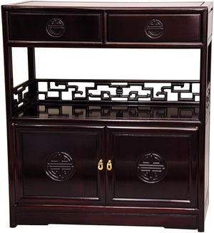 Chinese Tea Cabinet – Carved Rosewood | Antique Black