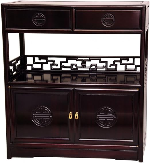 Chinese Tea Cabinet – Carved Rosewood | Antique Black