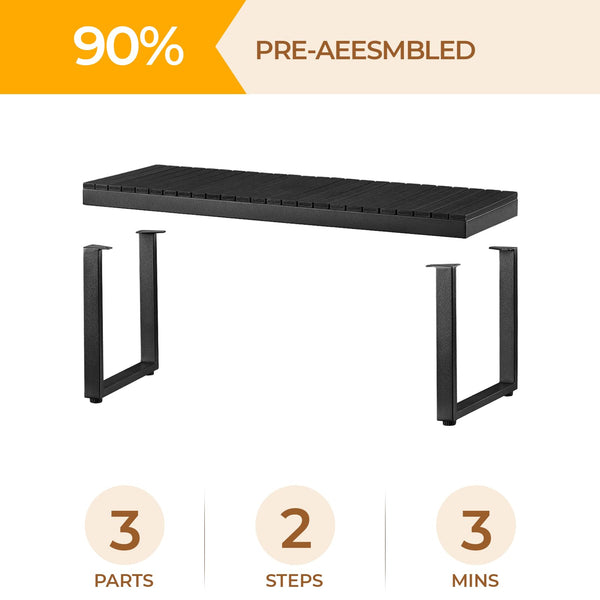 Outdoor Garden Bench – 2-Person HDPS Patio Bench with Metal Frame