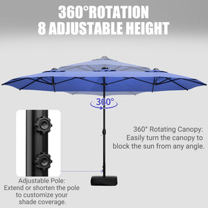 Large Rectangular Patio Umbrella with Base & LED Lights