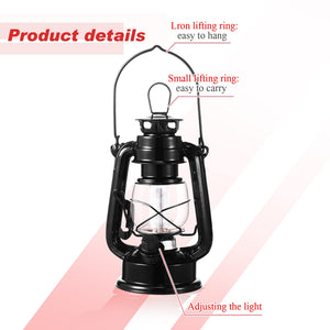Vintage LED Camping Lanterns Set of 16 – Battery Operated Metal Hurricane Lanterns with Dimmer Switch