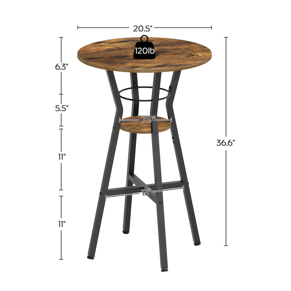 2-Tier Round Bar Table with Lower Shelf