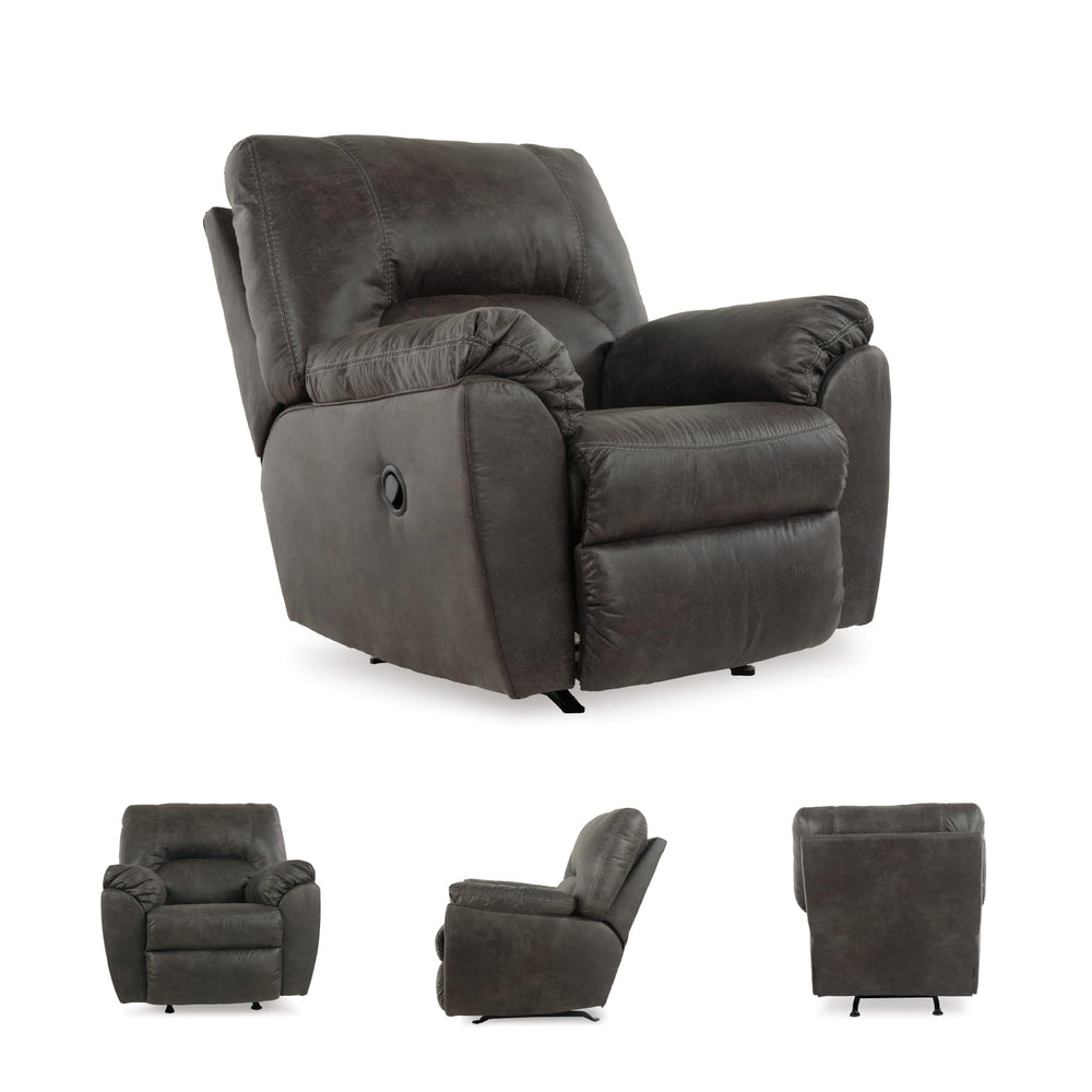 Faux Leather Manual Rocker Recliner – Gray