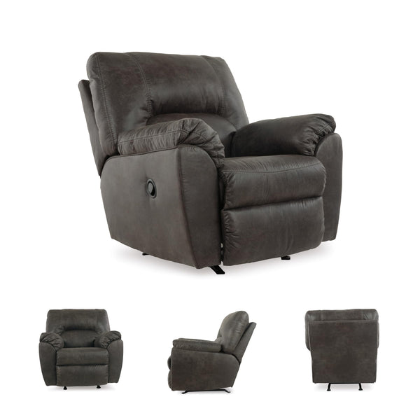 Faux Leather Manual Rocker Recliner – Gray