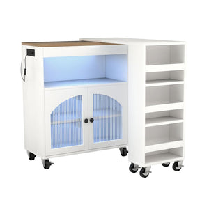 Rolling Kitchen Island Cart with Extendable Table