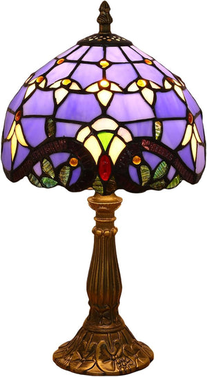 Tiffany Style Stained Glass Table Lamp with Pink Tulip Pattern