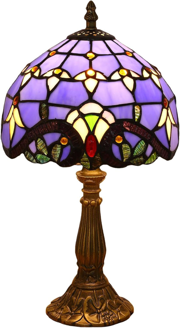 Tiffany Style Stained Glass Table Lamp with Pink Tulip Pattern