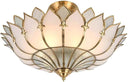 Brass Stained Glass Semi-Flush Mount Ceiling Light