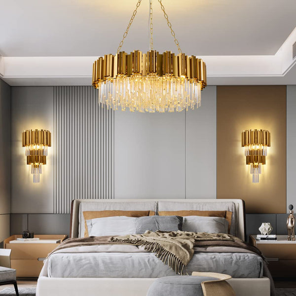Modern Crystal Gold Wall Sconce 3-Light