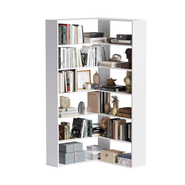 L-Shaped Corner Bookshelf 6-Tier Freestanding