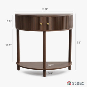 Fluted Half Moon Console Table with Storage Doors