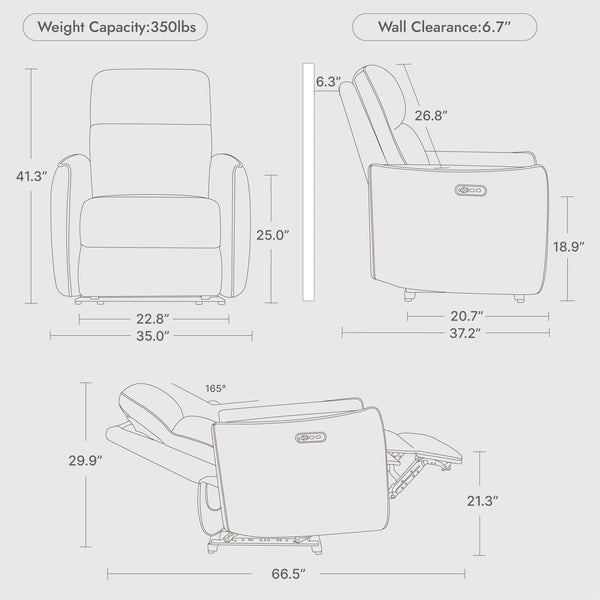 Power Lay-Flat Recliner Chair with Dual Motors & Power Headrest