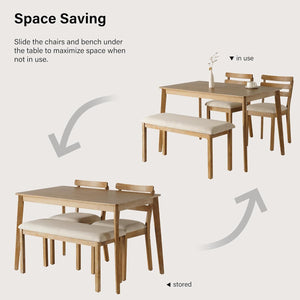 Farmhouse Dining Table Set with Bench