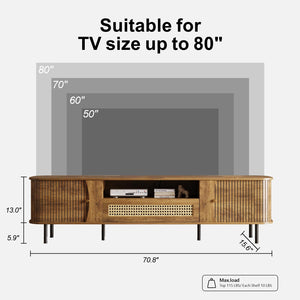 71" TV Stand with Power Outlet & Soft-Close Storage