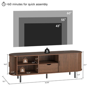 Mid-Century Modern TV Stand with Power Outlet & Storage