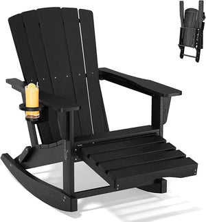 4-in-1 HDPE Adirondack Rocking Chair with Ottoman & Cup Holder