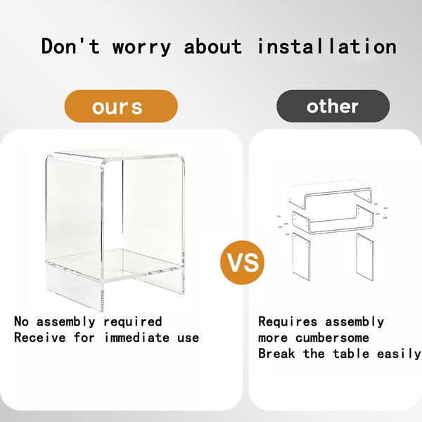 Clear Acrylic End Table & Nightstand – 2 or 3 Tier