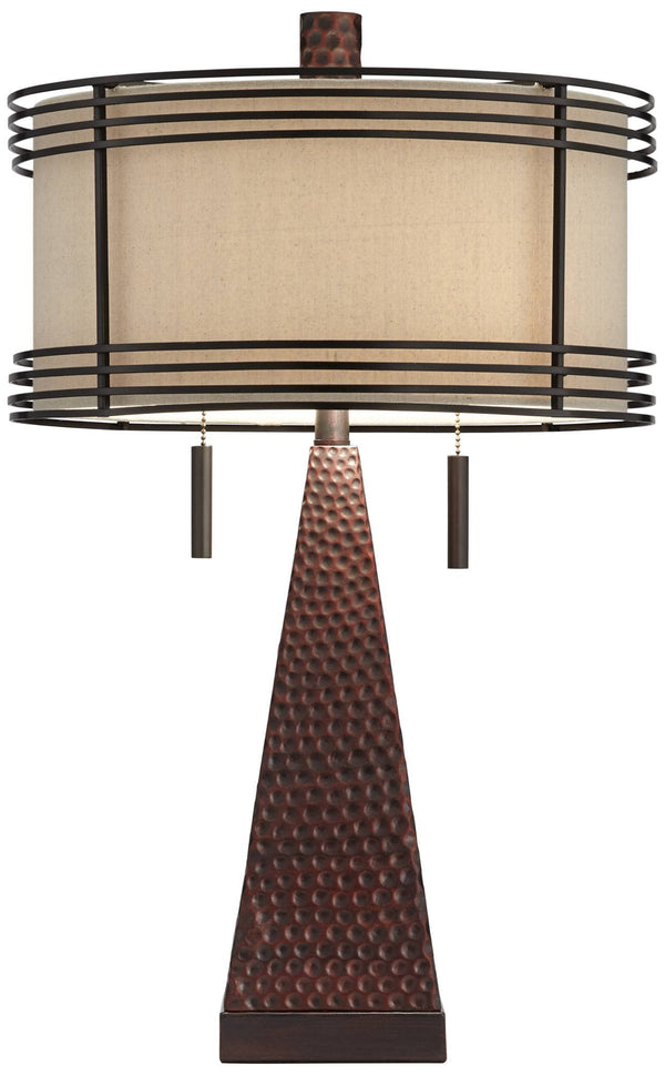 Industrial Farmhouse Table Lamps Set of 2 with USB Port & Pull Chain