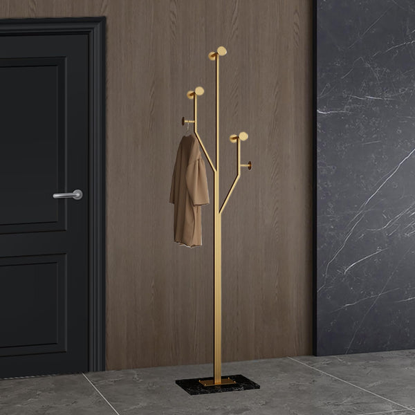 Tree-Shaped Metal Coat Rack with Marble Base – 8 Hooks, 68.9" Tall