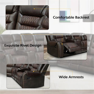 L-Shaped Manual Recliner Sectional Sofa with Chaise Lounge