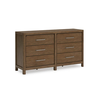 6-Drawer Bedroom Dresser – Hardwood & Hickory Veneer, Light Brown