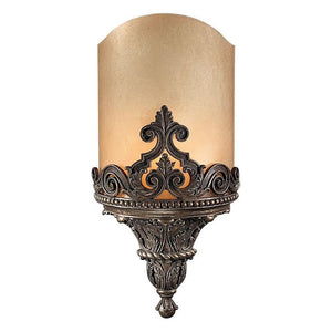 1-Light Wall Sconce – Aged Bronze with Amber Mist Glass