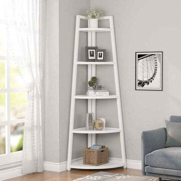 5-Tier Corner Shelf with Metal Frame