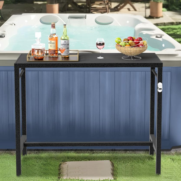 Outdoor Bar Table – Counter Height Pub Table with Bottle Opener
