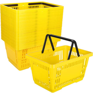 Stackable Plastic Shopping Baskets with Handles – Set of 12