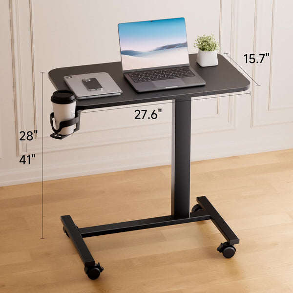 Adjustable Overbed Table with Wheels & Pneumatic Lift