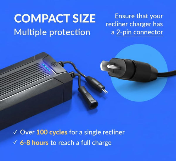 Rechargeable Recliner Battery Pack 2200mAh – Universal 2-Pin Power Supply