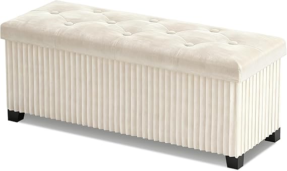 Foldable Velvet Storage Ottoman Bench