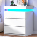 Nightstand with Charging Station and LED Lights – 3 Drawers