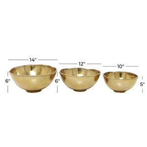 Gold Aluminum Decorative Bowls Set of 3