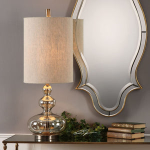 Amber Table Lamp with Antique Brass Finish