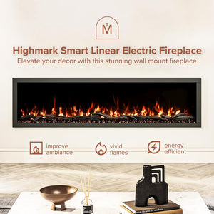 72-Inch Linear Electric Fireplace – Wall Mount & Recessed