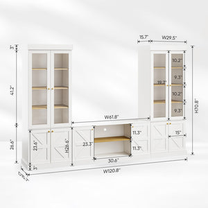 3-Piece Farmhouse TV Stand & Bookcase Set