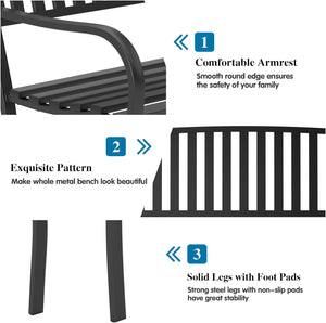 50" Cast Iron Outdoor Bench