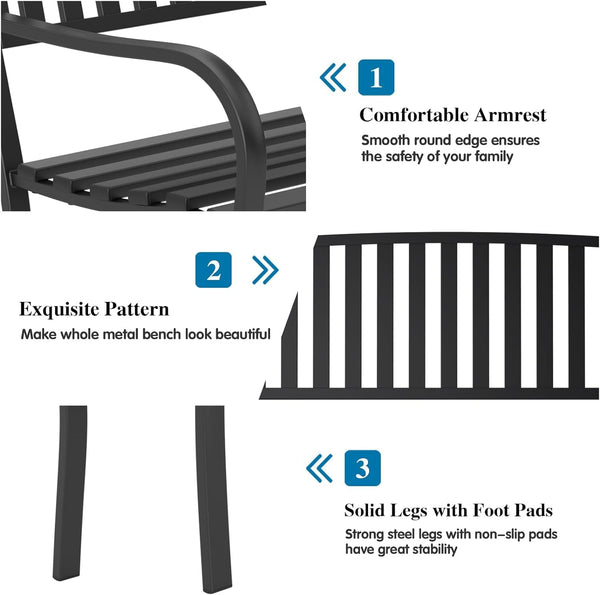 50" Cast Iron Outdoor Bench
