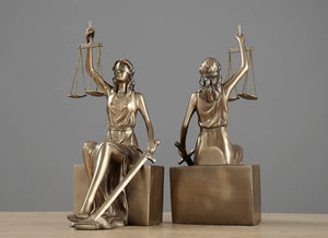 Lady Justice Statue Decorative Bookends – Bronze Metal Sculpture