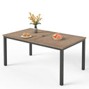 Outdoor Rectangular Dining Table with Metal Frame & Umbrella Hole