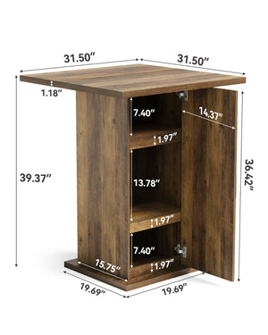 Square Bar Table with 3-Tier Storage Cabinet