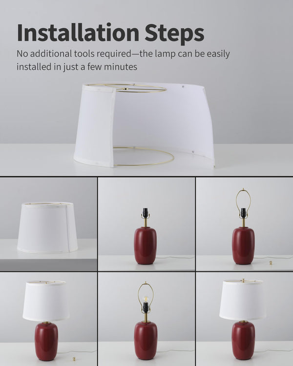 22-Inch Ceramic Table Lamps Set of 2 with Fabric Shade