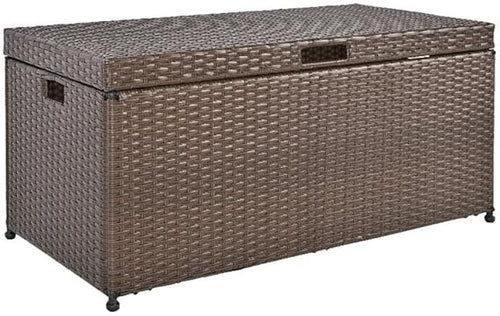 Wicker Rattan Outdoor Storage Deck Box with Steel Frame
