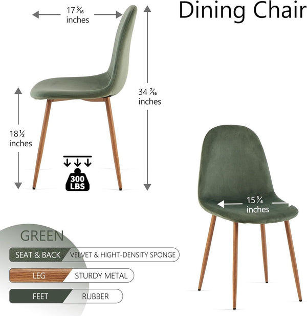Velvet Dining Chairs Set of 4 with Metal Legs